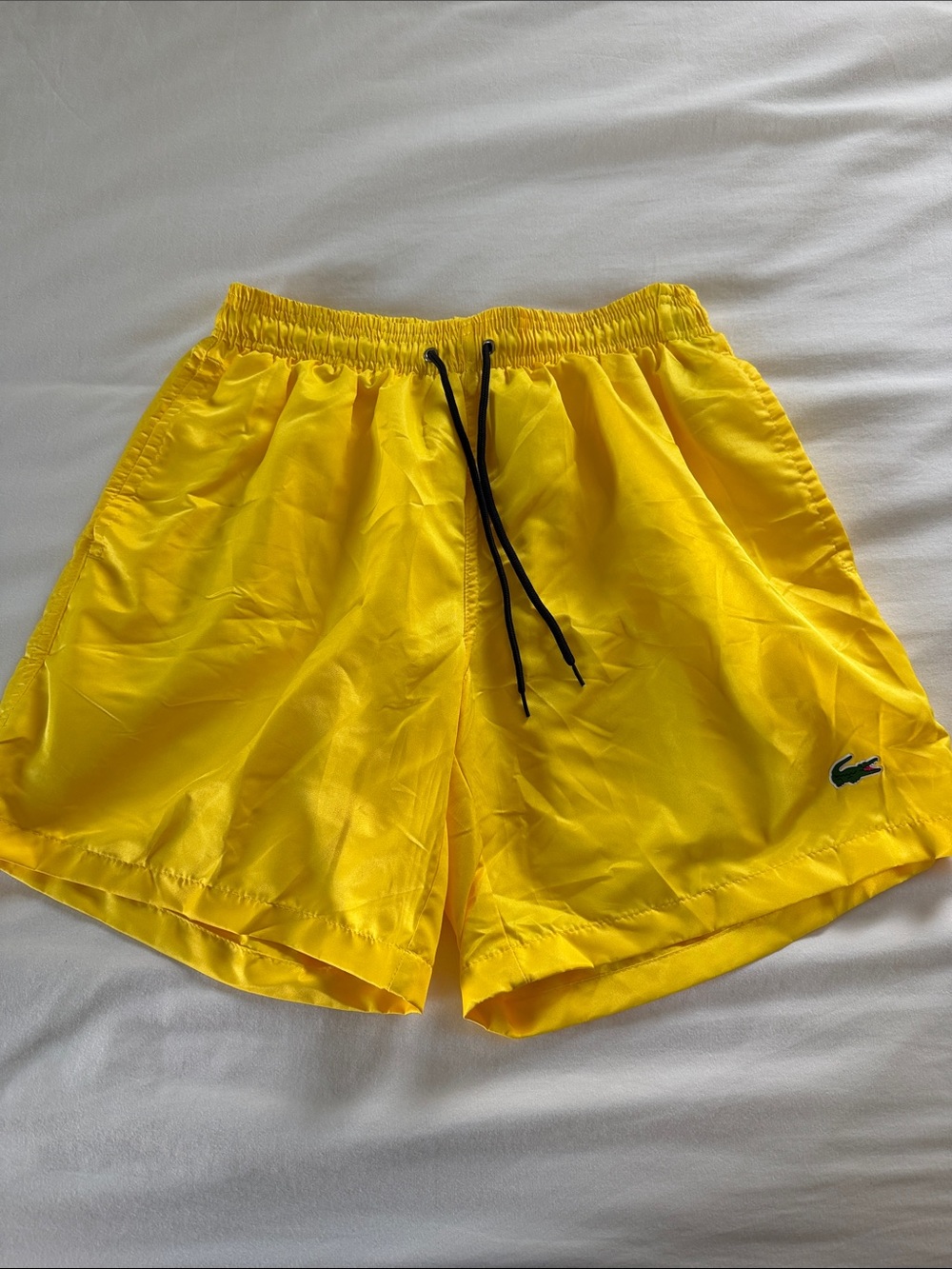 Lacoste Men's Bright Yellow Swim Trunks Medium
